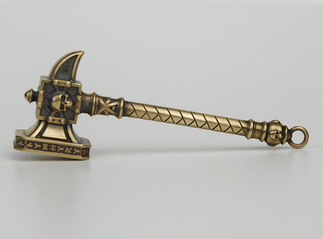 Warhammer Ghal Maraz Keychain - Total War Warhammer III Accessory | Solid Brass Sigmar's Hammer | Warhammer Fantasy Keyring