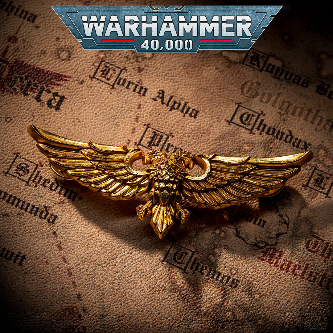 Gold Wing Badge Brooch – Warhammer 40K Inspired Starsector Army Pin | Sci-Fi Fan Gift