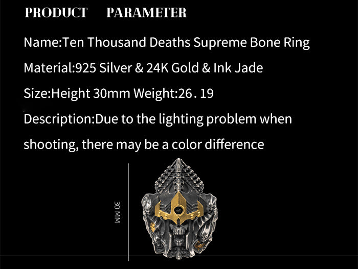 Supreme Bone Ring of Endless Death | Dark Fantasy Silver Ring | Gothic Jewelry for Undead Fans