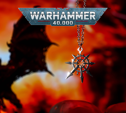 Mark of Chaos Undivided Pendant | Warhammer 40K Inspired | Titanium Steel Necklace | Dark Sci-fi Fashion Jewelry