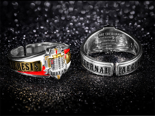 Starforged Sentinel Ring - Titanium Psyker Oath Band, Sci-Fi Knight Jewelry
