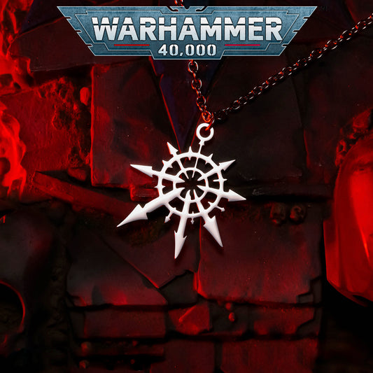 Mark of Chaos Undivided Pendant | Warhammer 40K Inspired | Titanium Steel Necklace | Dark Sci-fi Fashion Jewelry