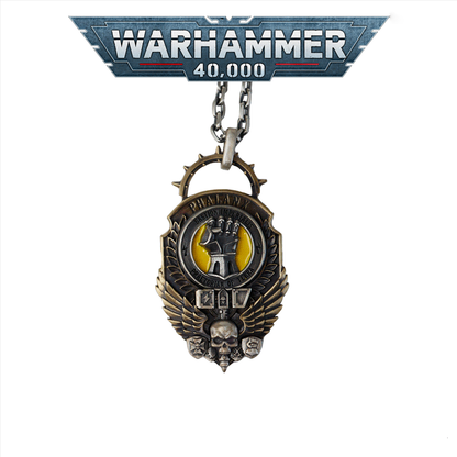 Mountain Line Hammer Pendant | Gothic Warrior Symbol Necklace | Sci-Fi Armor Fan Jewelry | Golden Fist Inspired Emblem