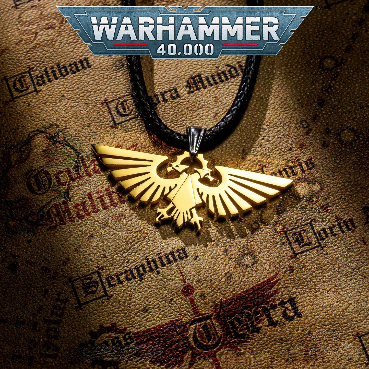 Twin Eagle Pendant Necklace | Grimdark Sci-Fi Gold-Plated Jewelry | Symbol of Loyalty | Fan Collectible Gift
