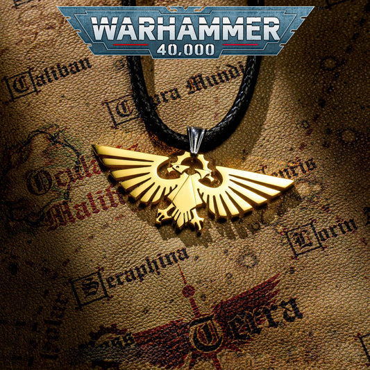 Twin Eagle Pendant Necklace | Grimdark Sci-Fi Gold-Plated Jewelry | Symbol of Loyalty | Fan Collectible Gift