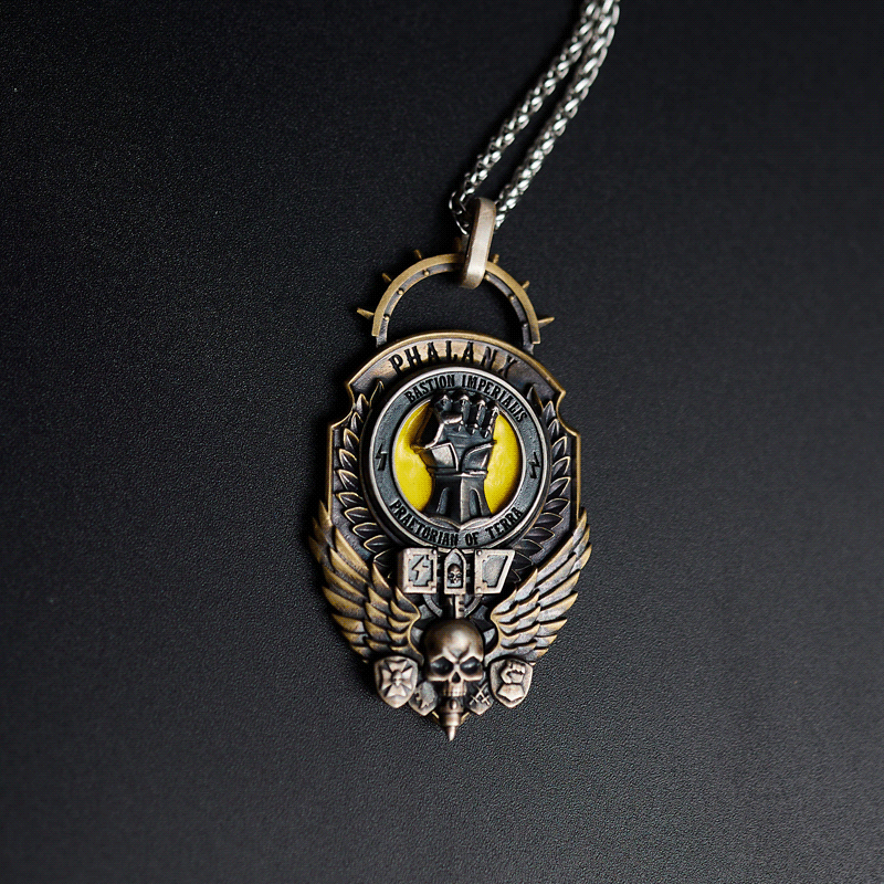 Mountain Line Hammer Pendant | Gothic Warrior Symbol Necklace | Sci-Fi Armor Fan Jewelry | Golden Fist Inspired Emblem