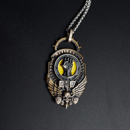 Mountain Line Hammer Pendant | Gothic Warrior Symbol Necklace | Sci-Fi Armor Fan Jewelry | Golden Fist Inspired Emblem