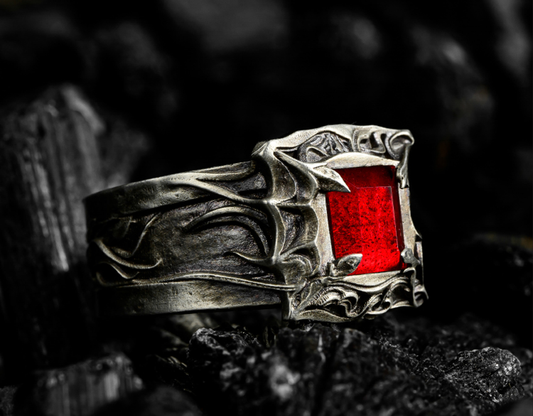 Bloodbite Gothic Ring | Dark Fantasy Inspired Jewelry | Grim Warrior Fan Accessory