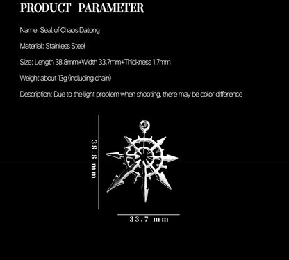 Mark of Chaos Undivided Pendant | Warhammer 40K Inspired | Titanium Steel Necklace | Dark Sci-fi Fashion Jewelry