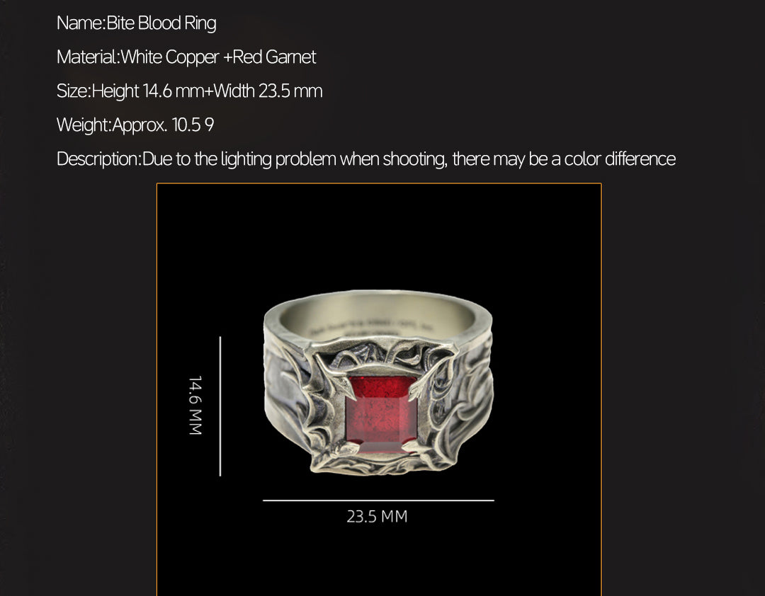 Bloodbite Gothic Ring | Dark Fantasy Inspired Jewelry | Grim Warrior Fan Accessory