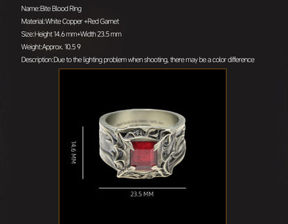 Bloodbite Gothic Ring | Dark Fantasy Inspired Jewelry | Grim Warrior Fan Accessory