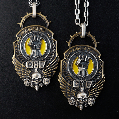 Mountain Line Hammer Pendant | Gothic Warrior Symbol Necklace | Sci-Fi Armor Fan Jewelry | Golden Fist Inspired Emblem