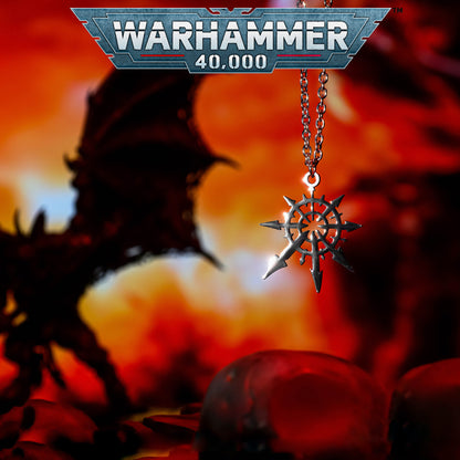 Mark of Chaos Undivided Pendant | Warhammer 40K Inspired | Titanium Steel Necklace | Dark Sci-fi Fashion Jewelry
