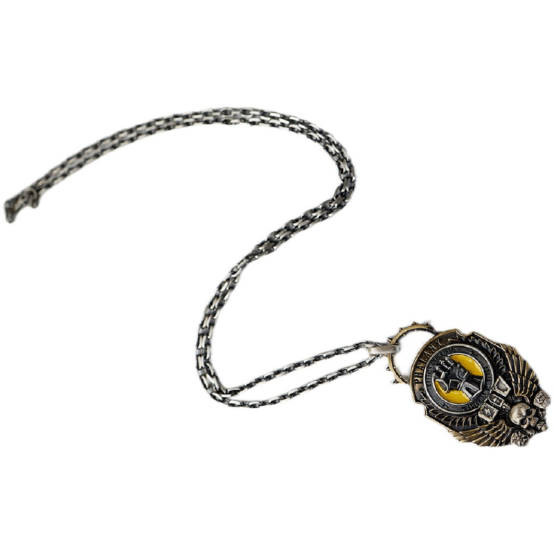 Mountain Line Hammer Pendant | Gothic Warrior Symbol Necklace | Sci-Fi Armor Fan Jewelry | Golden Fist Inspired Emblem