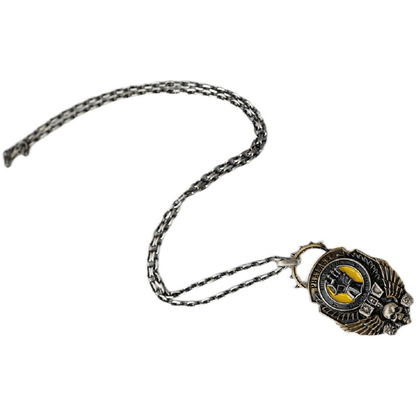 Mountain Line Hammer Pendant | Gothic Warrior Symbol Necklace | Sci-Fi Armor Fan Jewelry | Golden Fist Inspired Emblem