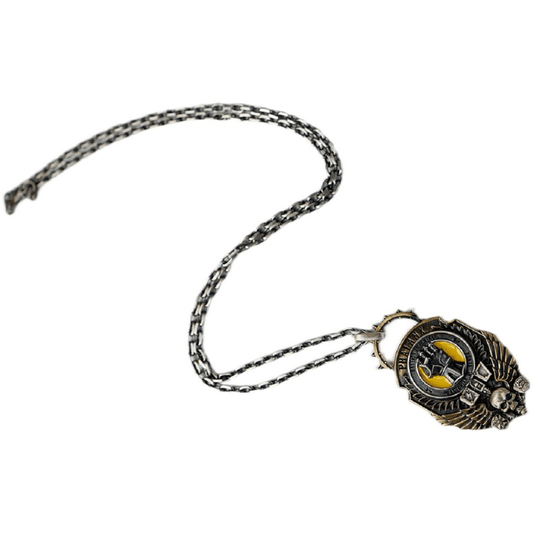 Mountain Line Hammer Pendant | Gothic Warrior Symbol Necklace | Sci-Fi Armor Fan Jewelry | Golden Fist Inspired Emblem