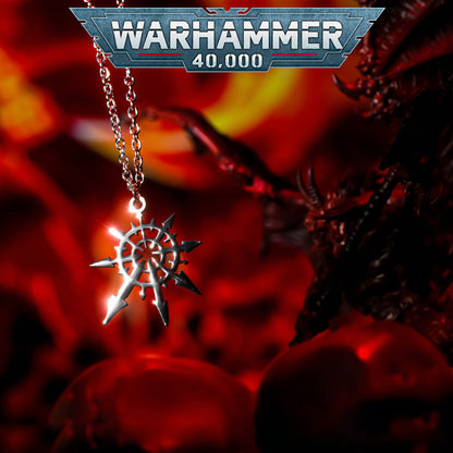 Mark of Chaos Undivided Pendant | Warhammer 40K Inspired | Titanium Steel Necklace | Dark Sci-fi Fashion Jewelry