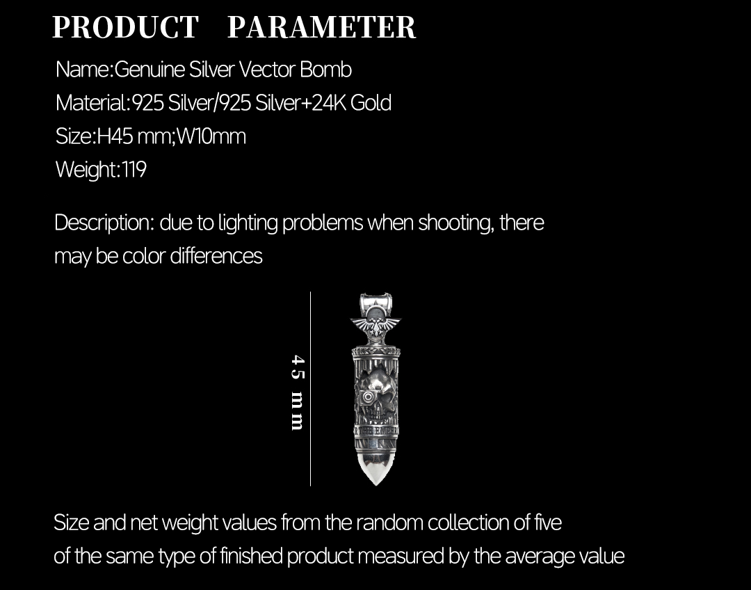 Sterling Silver Bullet Pendant | Sci-Fi Tactical Ammo Necklace | Grimdark Fan Jewelry Gift