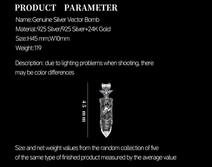 Sterling Silver Bullet Pendant | Sci-Fi Tactical Ammo Necklace | Grimdark Fan Jewelry Gift