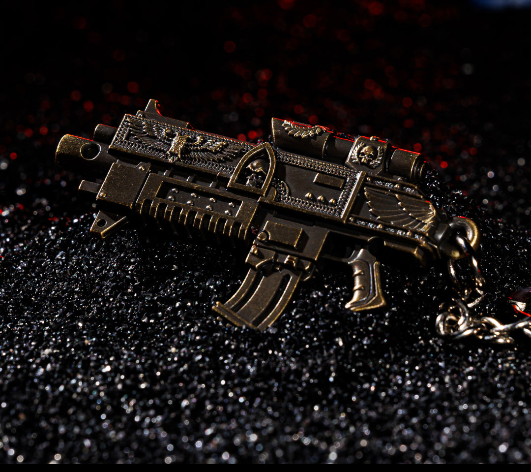 Gothic Sci-Fi Keychain - Bolt Rifle Pendant | Miniature Accessory & Gamer Gift