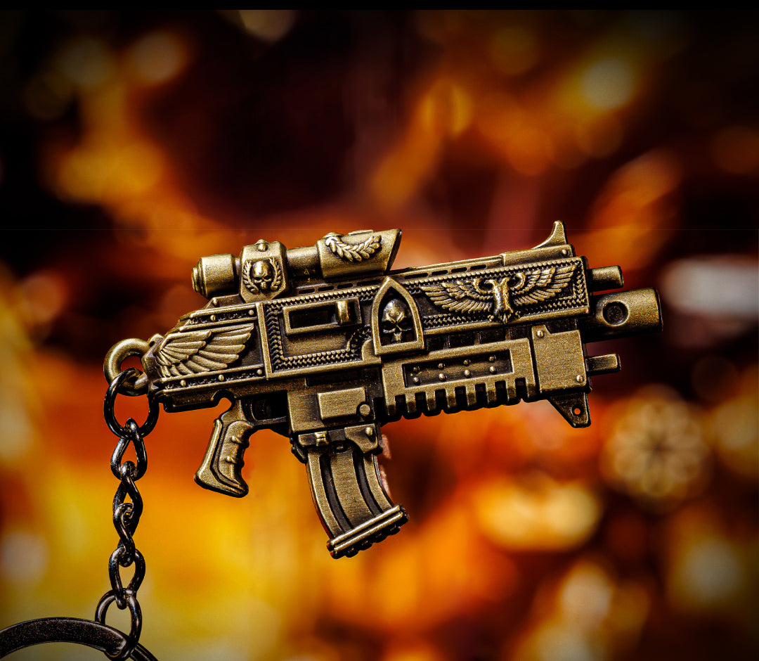 Gothic Sci-Fi Keychain - Bolt Rifle Pendant | Miniature Accessory & Gamer Gift