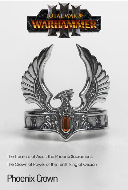 High Elf Phoenix Crown Ring - Total War: Warhammer III | 925 Silver Elven Jewelry | Warhammer Fantasy Artifact Ring