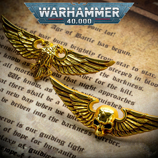 Gold Wing Badge Brooch – Warhammer 40K Inspired Starsector Army Pin | Sci-Fi Fan Gift