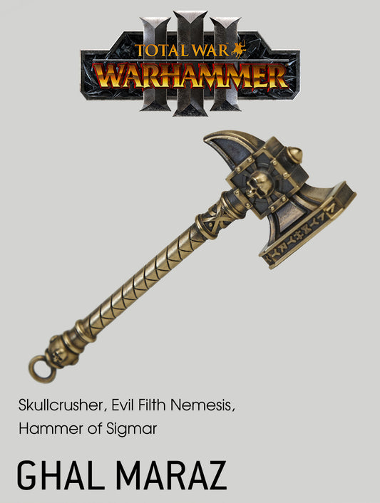 Warhammer Ghal Maraz Keychain - Total War Warhammer III Accessory | Solid Brass Sigmar's Hammer | Warhammer Fantasy Keyring