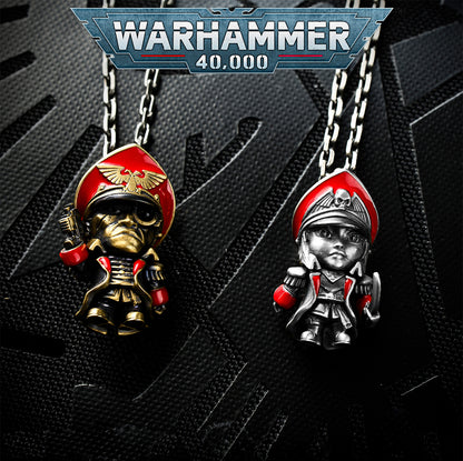 Commissar-Inspired Couple Necklace – Warhammer Fan Gift Pendant Set | Grimdark Jewelry by Starforged