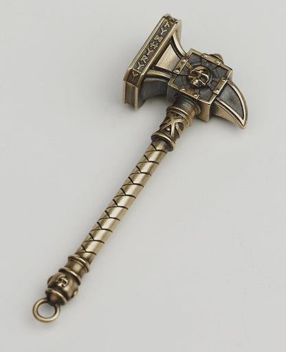 Warhammer Ghal Maraz Keychain - Total War Warhammer III Accessory | Solid Brass Sigmar's Hammer | Warhammer Fantasy Keyring