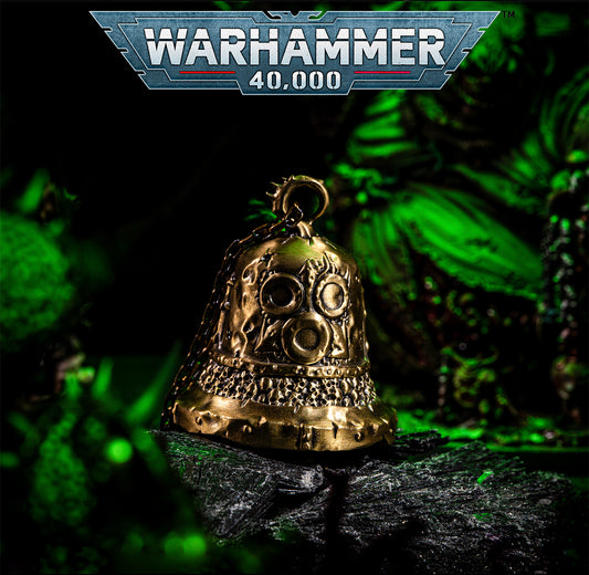 Warhammer 40K Brass Bell Charm - Distressed Niche Jewelry | Mechanicus Steampunk Accessory | Handmade Nerf Brass Pendant | WH40K Gift