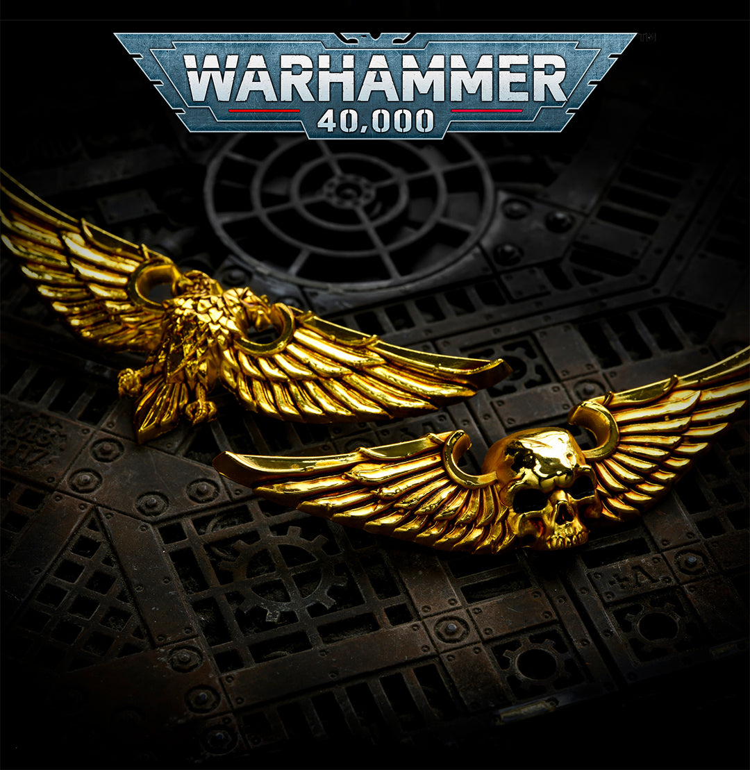 Gold Wing Badge Brooch – Warhammer 40K Inspired Starsector Army Pin | Sci-Fi Fan Gift