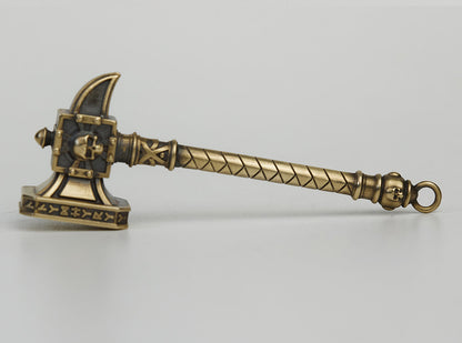 Warhammer Ghal Maraz Keychain - Total War Warhammer III Accessory | Solid Brass Sigmar's Hammer | Warhammer Fantasy Keyring