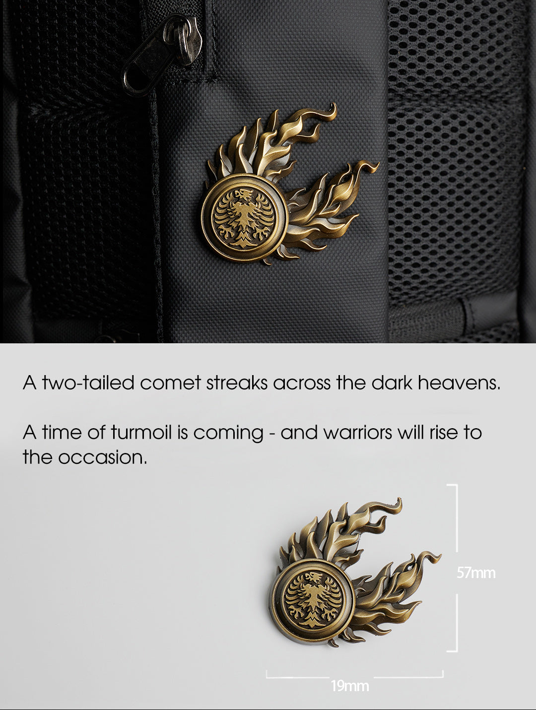 Fantasy Twin-Tailed Comet Brooch | Medieval Style Enamel Pin | Celestial Symbol Jewelry