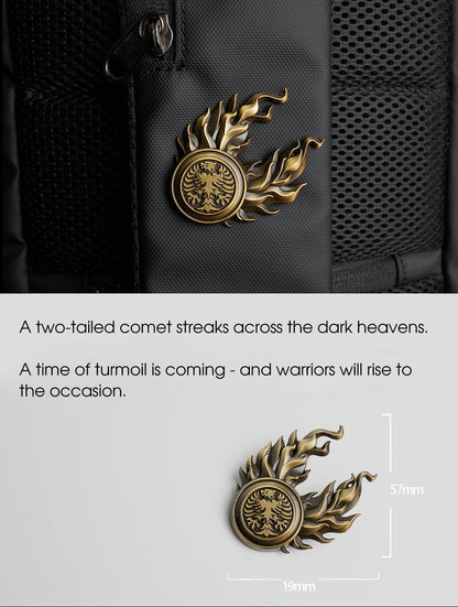 Fantasy Twin-Tailed Comet Brooch | Medieval Style Enamel Pin | Celestial Symbol Jewelry