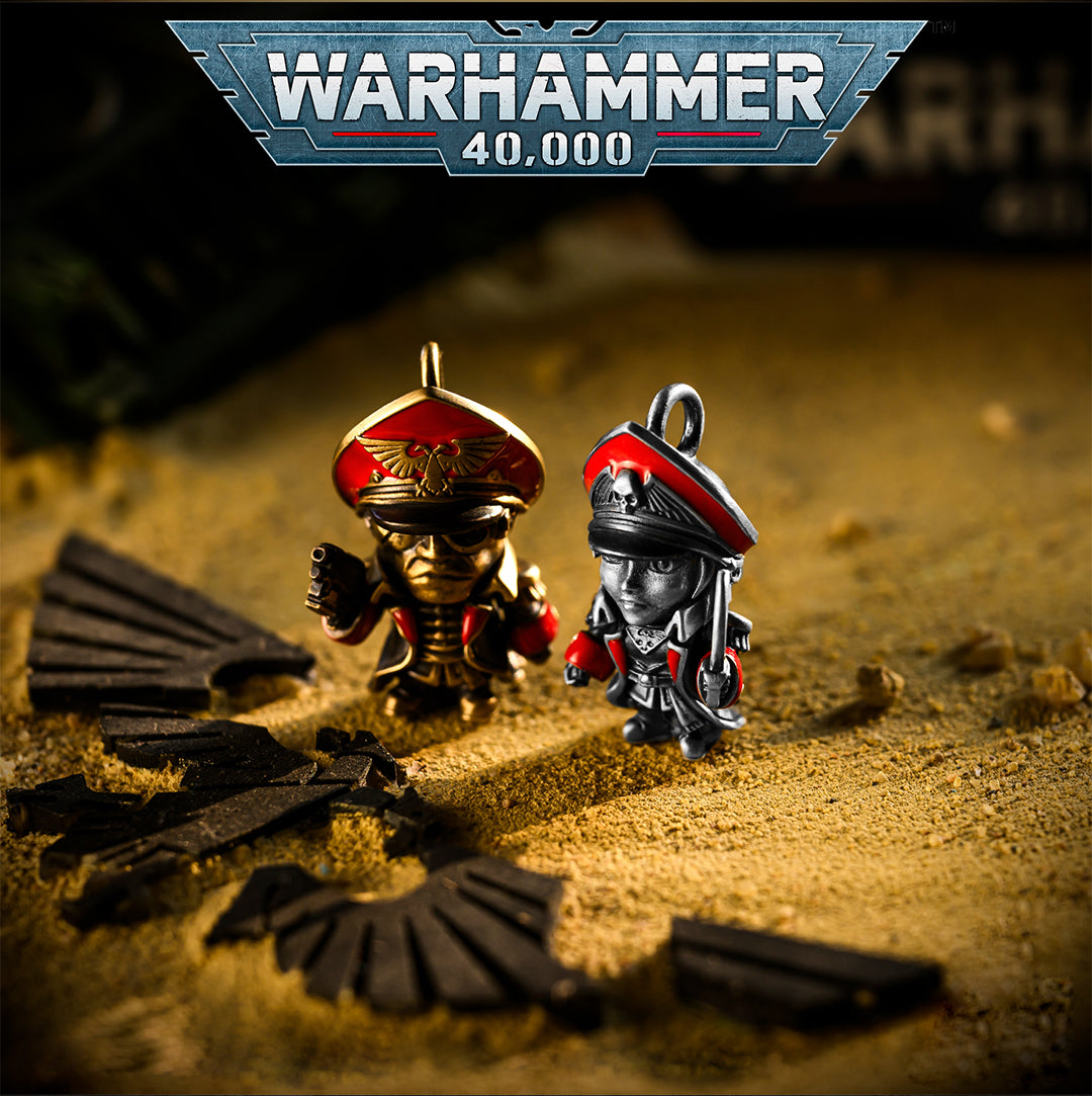 Commissar-Inspired Couple Necklace – Warhammer Fan Gift Pendant Set | Grimdark Jewelry by Starforged