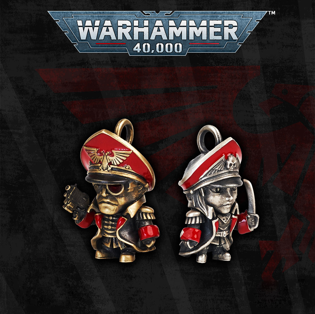 Commissar-Inspired Couple Necklace – Warhammer Fan Gift Pendant Set | Grimdark Jewelry by Starforged