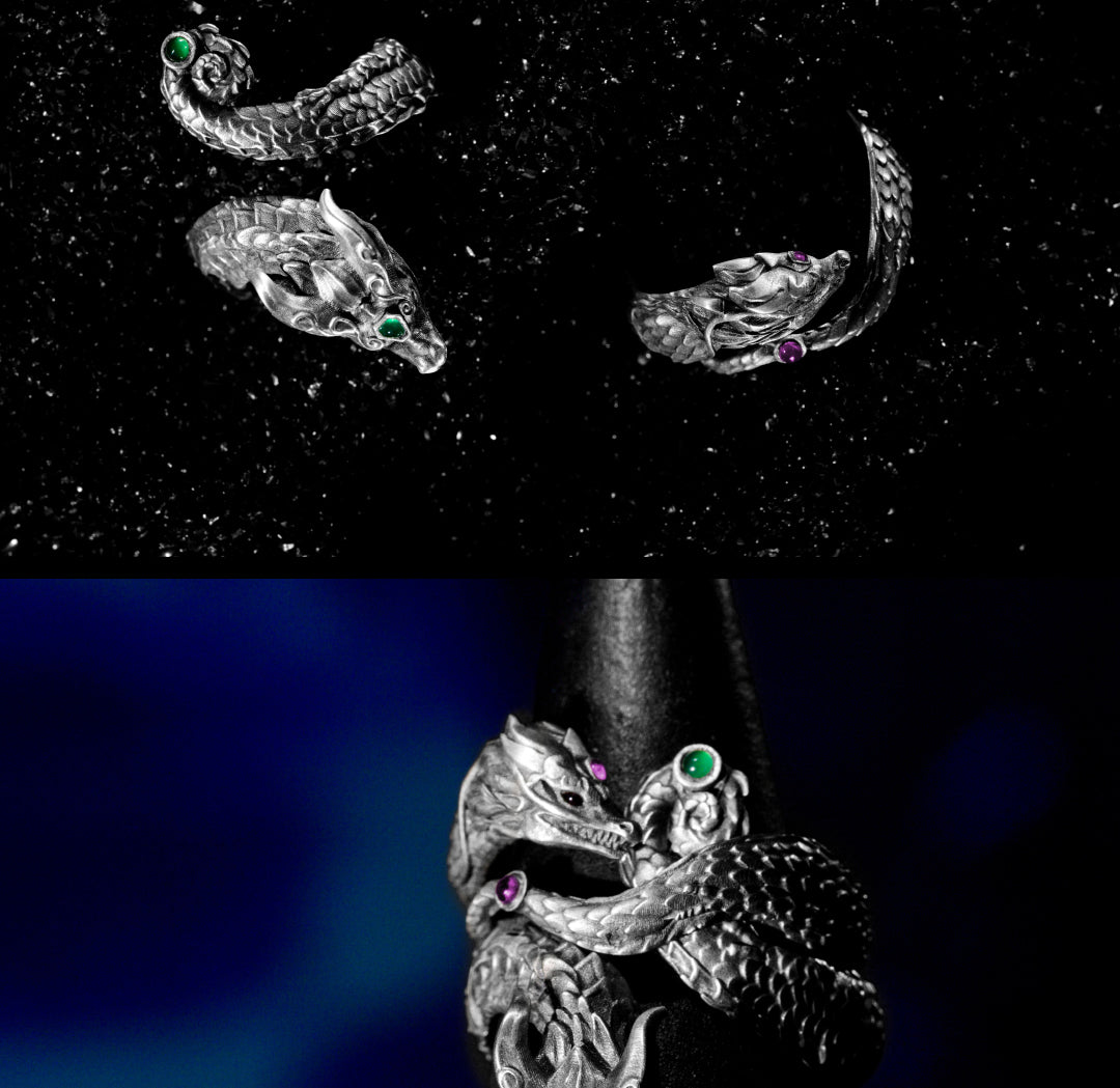 Warhammer Total War Peripheral Aurora Celestial Dragon Ring Mythical Shadow Zhaoming 925 Silver