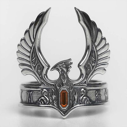 High Elf Phoenix Crown Ring - Total War: Warhammer III | 925 Silver Elven Jewelry | Warhammer Fantasy Artifact Ring