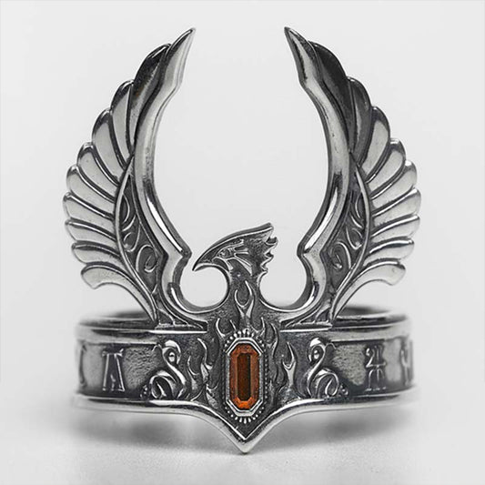 High Elf Phoenix Crown Ring - Total War: Warhammer III | 925 Silver Elven Jewelry | Warhammer Fantasy Artifact Ring