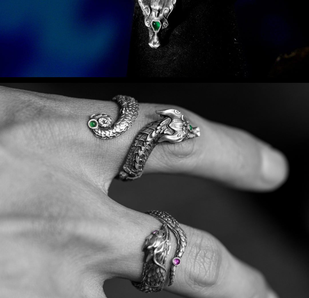 Warhammer Total War Peripheral Aurora Celestial Dragon Ring Mythical Shadow Zhaoming 925 Silver
