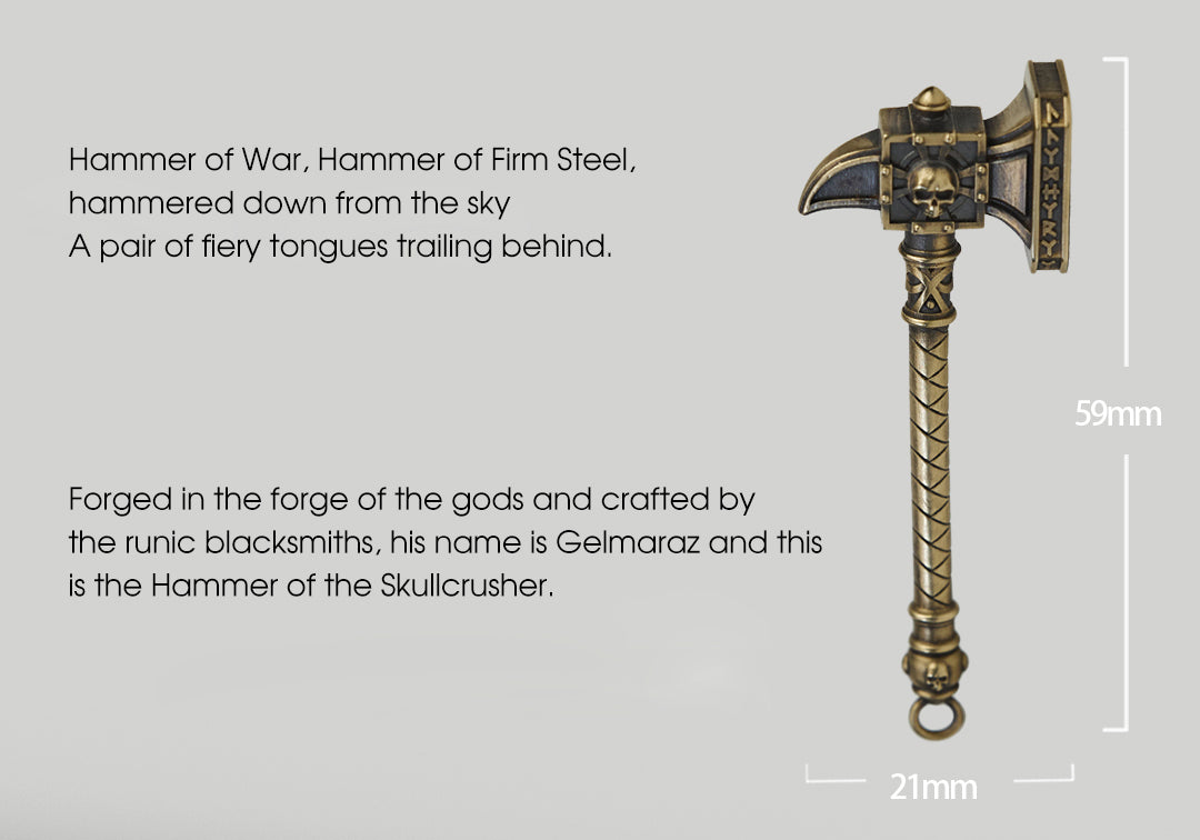 Warhammer Ghal Maraz Keychain - Total War Warhammer III Accessory | Solid Brass Sigmar's Hammer | Warhammer Fantasy Keyring