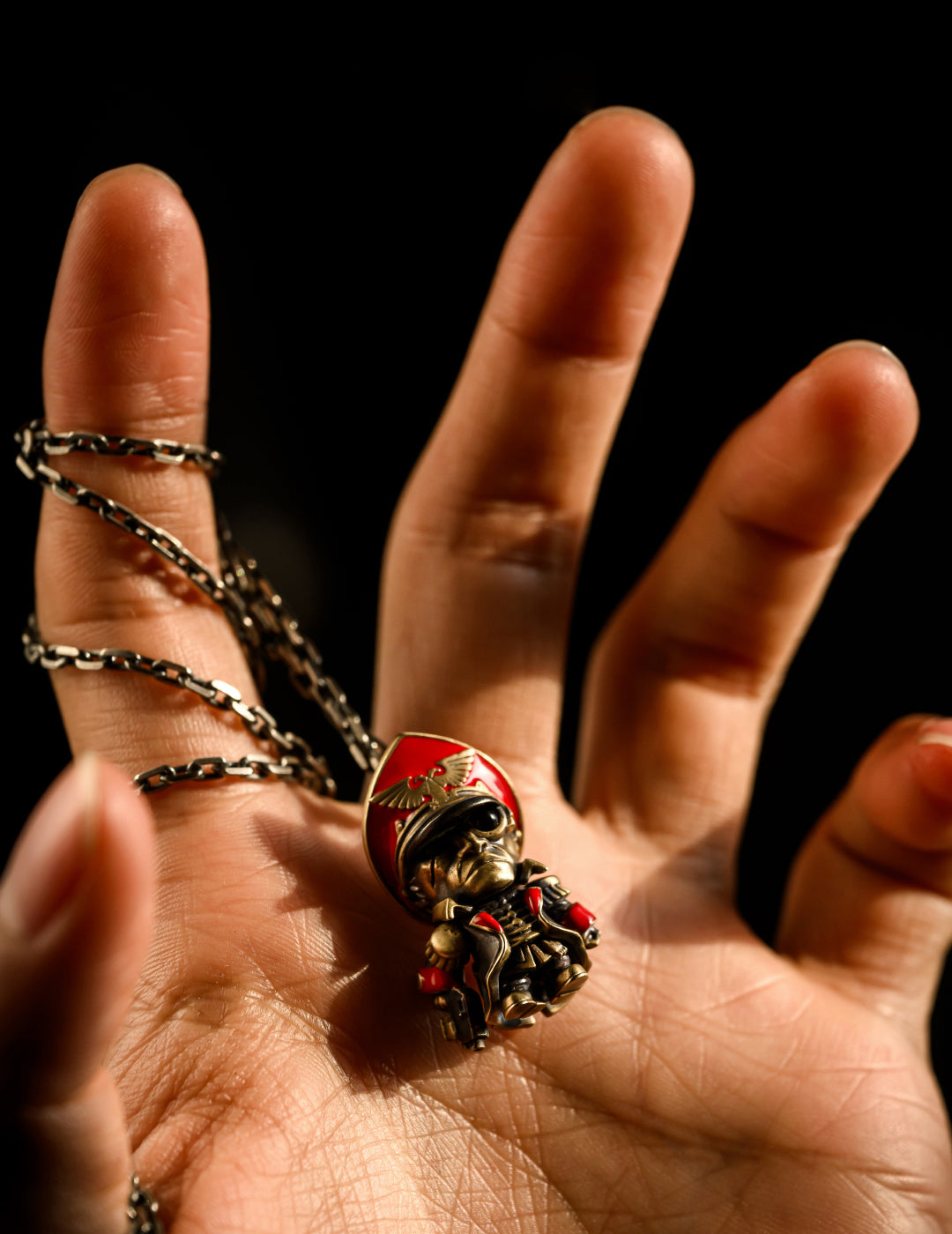 Commissar-Inspired Couple Necklace – Warhammer Fan Gift Pendant Set | Grimdark Jewelry by Starforged