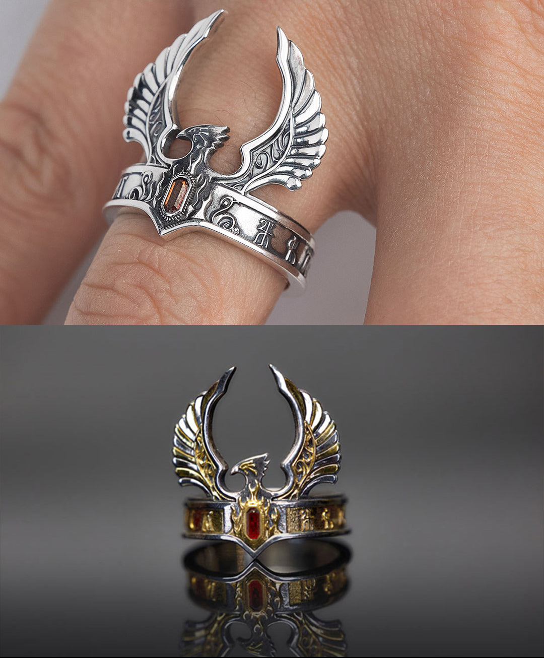 High Elf Phoenix Crown Ring - Total War: Warhammer III | 925 Silver Elven Jewelry | Warhammer Fantasy Artifact Ring