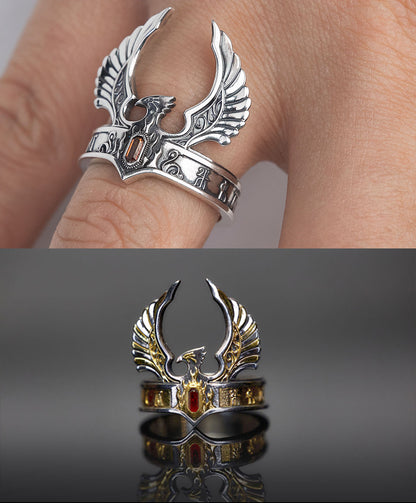 High Elf Phoenix Crown Ring - Total War: Warhammer III | 925 Silver Elven Jewelry | Warhammer Fantasy Artifact Ring