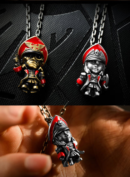Commissar-Inspired Couple Necklace – Warhammer Fan Gift Pendant Set | Grimdark Jewelry by Starforged