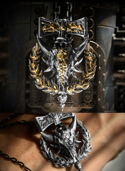 Salamanders-Inspired Pendant – Dawnbringer Warhammer Fan Necklace | Birthday Gift for Him by Starforged