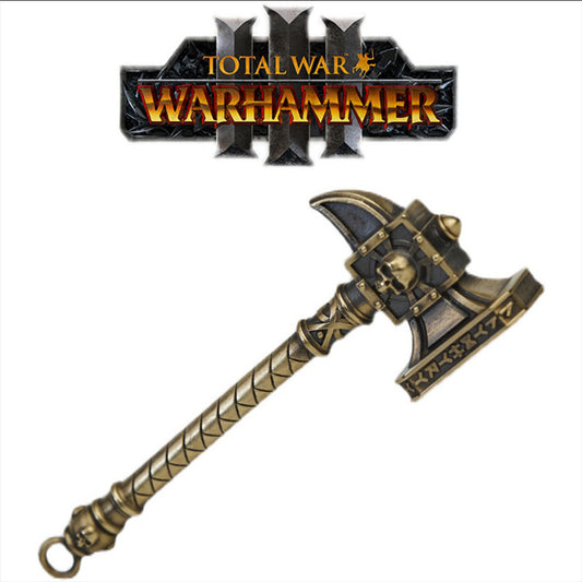 Warhammer Ghal Maraz Keychain - Total War Warhammer III Accessory | Solid Brass Sigmar's Hammer | Warhammer Fantasy Keyring