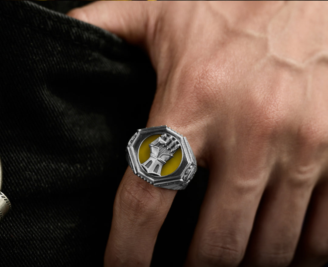 925 Sterling Silver Imperial Fists Ring – Warhammer Fan Gift | Inspired Jewelry by Starforged