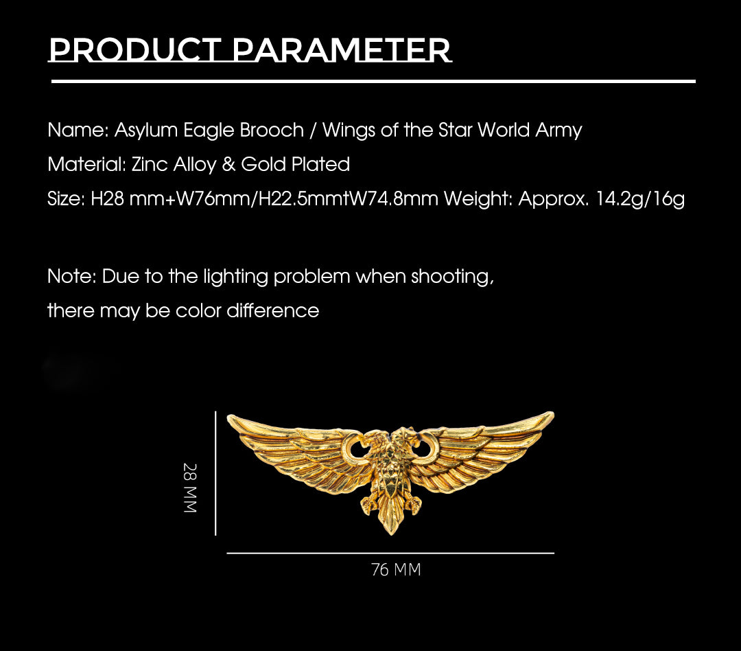 Gold Wing Badge Brooch – Warhammer 40K Inspired Starsector Army Pin | Sci-Fi Fan Gift